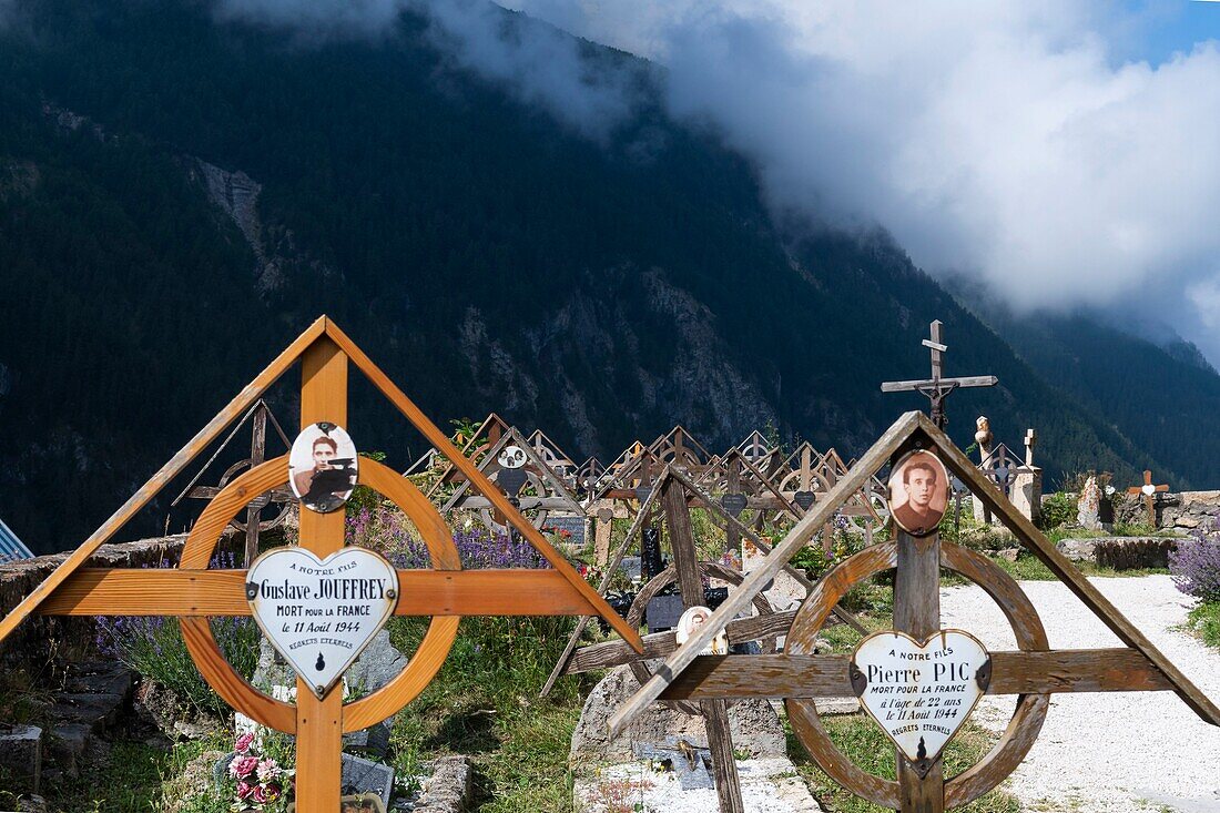 Frankreich, Hautes Alpes, Friedhof von La Grave
