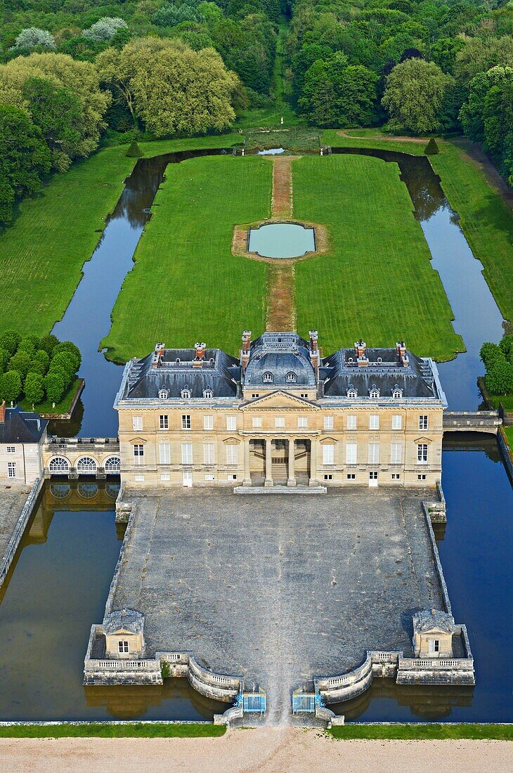 Frankreich, Essonne, le Val-Saint-Germain, das Schloss von le Marais (Luftaufnahme)