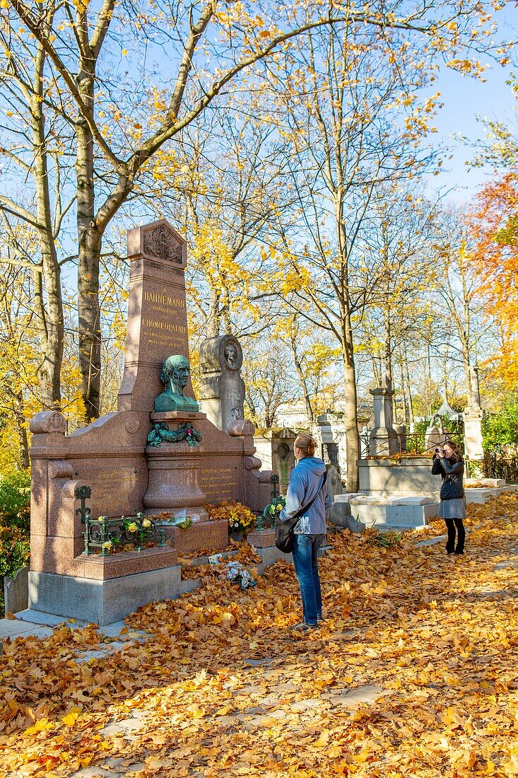 France, Paris, the cemetery of Pere Lachaise in autumn, grave of Hahnemann, founder of Homeopathy\n