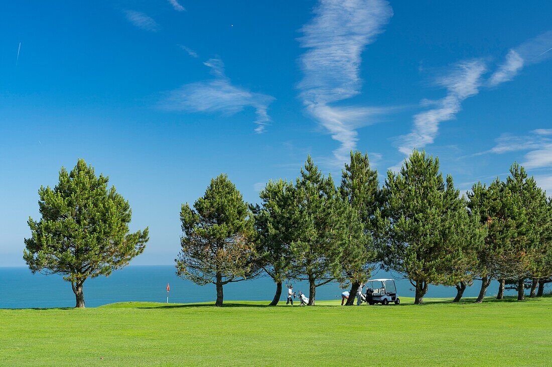 France, Seine Maritime, Etretat, Cote d'Abatre, the golf\n