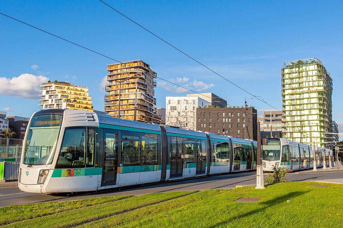 France, Paris, 13th arrondissement, ZAC Massena, the Tramway on the outer boulevards\n