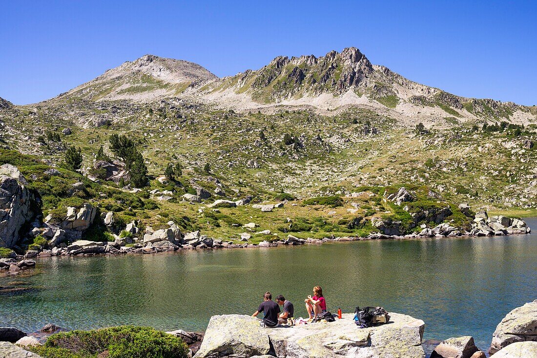 France, Hautes Pyrenees, Neouvielle Nature Reserve, Madamete Lake, GR10 hiking trail\n
