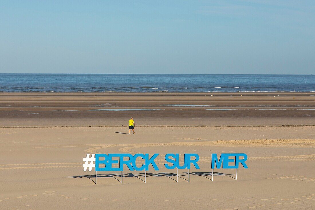 France, Pas de Calais, Berck sur Mer, #berck sur mer installed on the beach\n