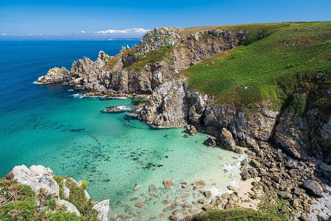 France, Finistere, Goulien, Cap Sizun Reserve along the GR 34 hiking trail or customs trail\n