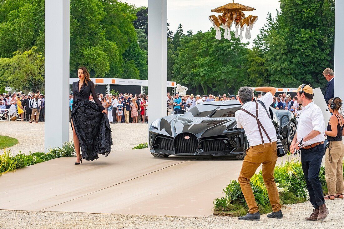 France, Oise, Chantilly, Chateau de Chantilly, 5th edition of Chantilly Arts & Elegance Richard Mille, a day devoted to vintage and collections cars, Bugatti La Voiture Noire\n