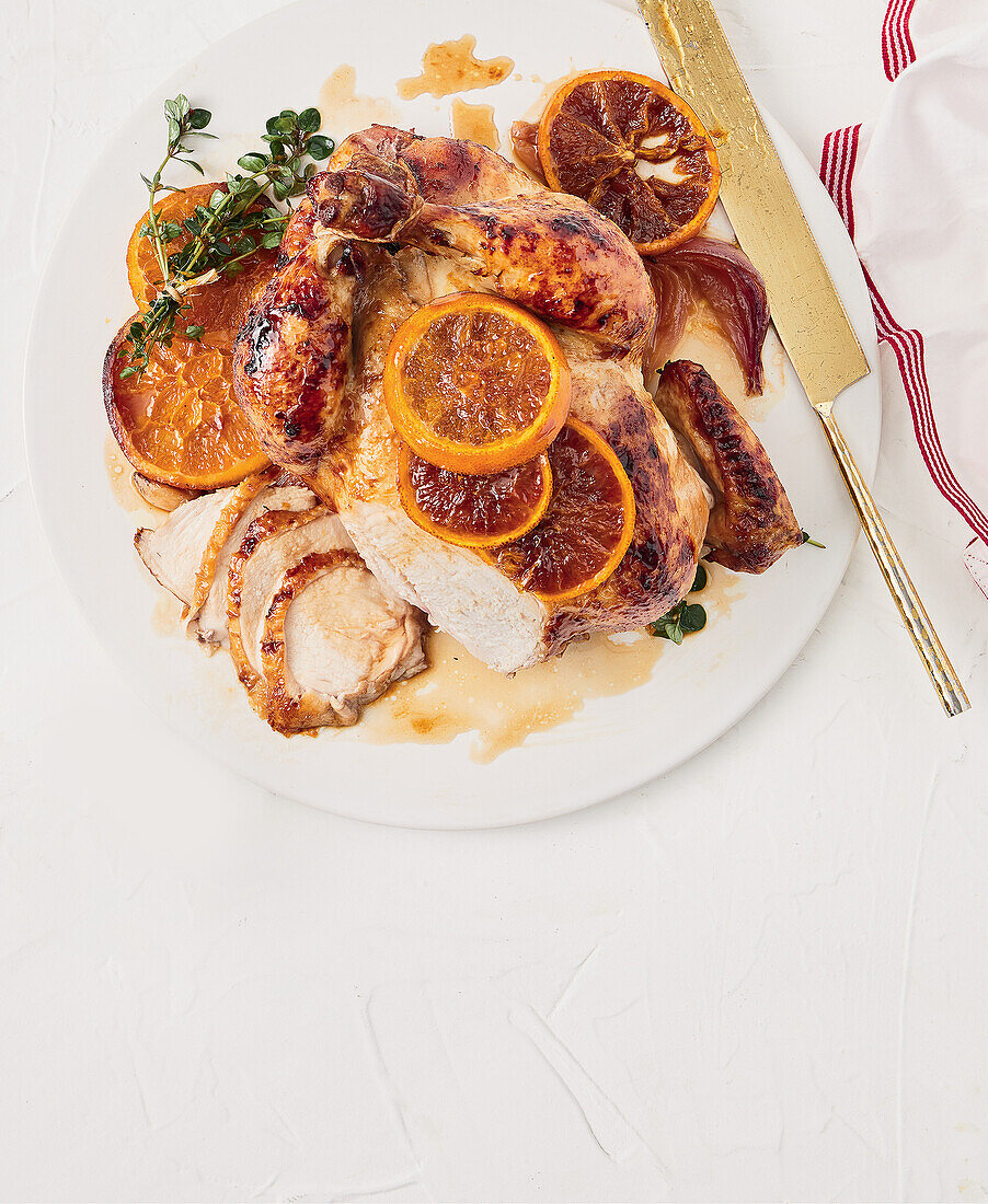 Negroni roast chicken with oranges