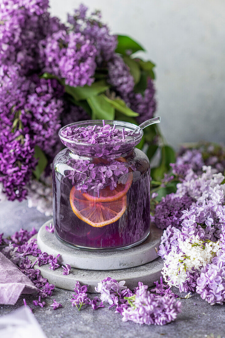 Lemonade with lilac syrup