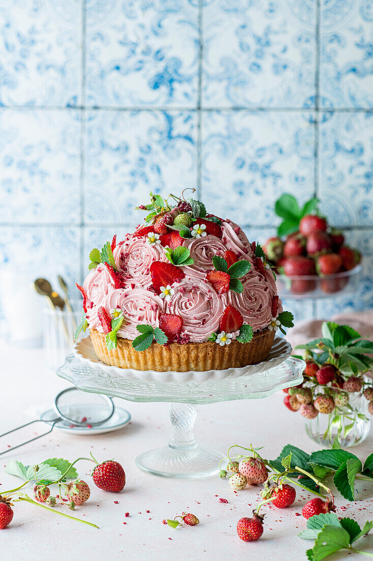 Strawberry dome cake