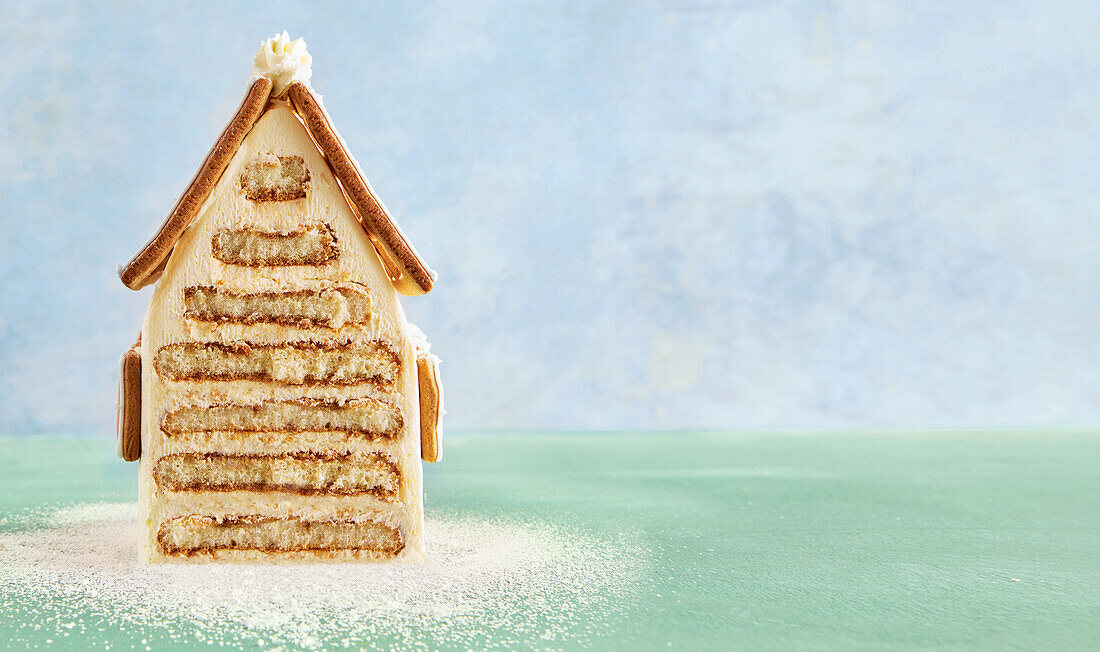 Tiramisu gingerbread house