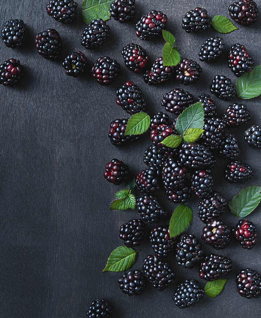 Frische Brombeeren mit Blättern