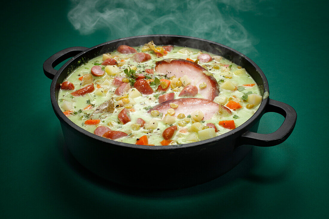 Pea stew with smoked pork cheek