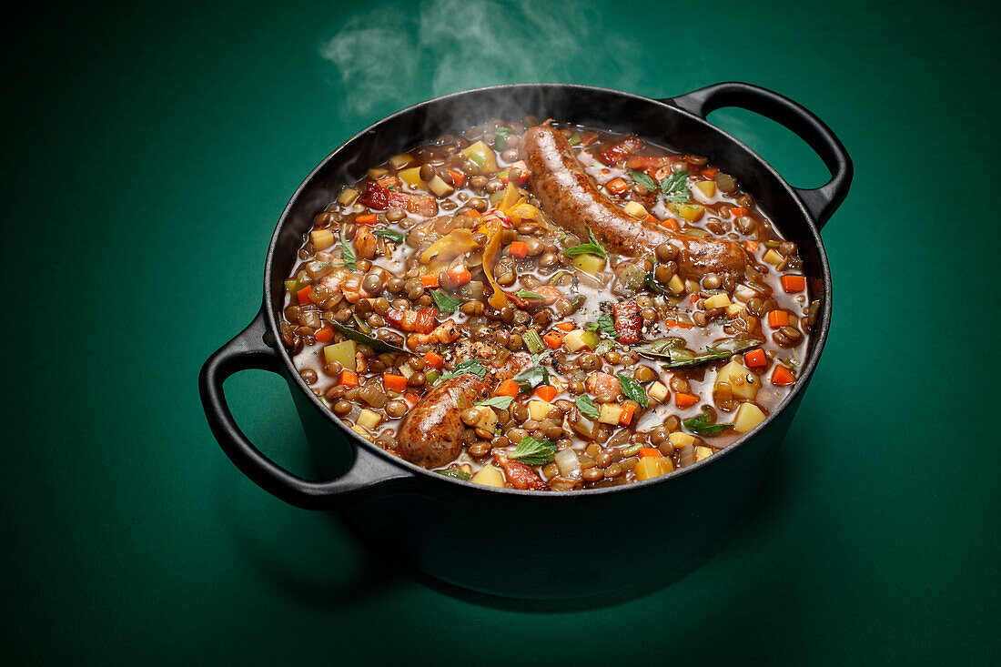 Lentil stew with merguez