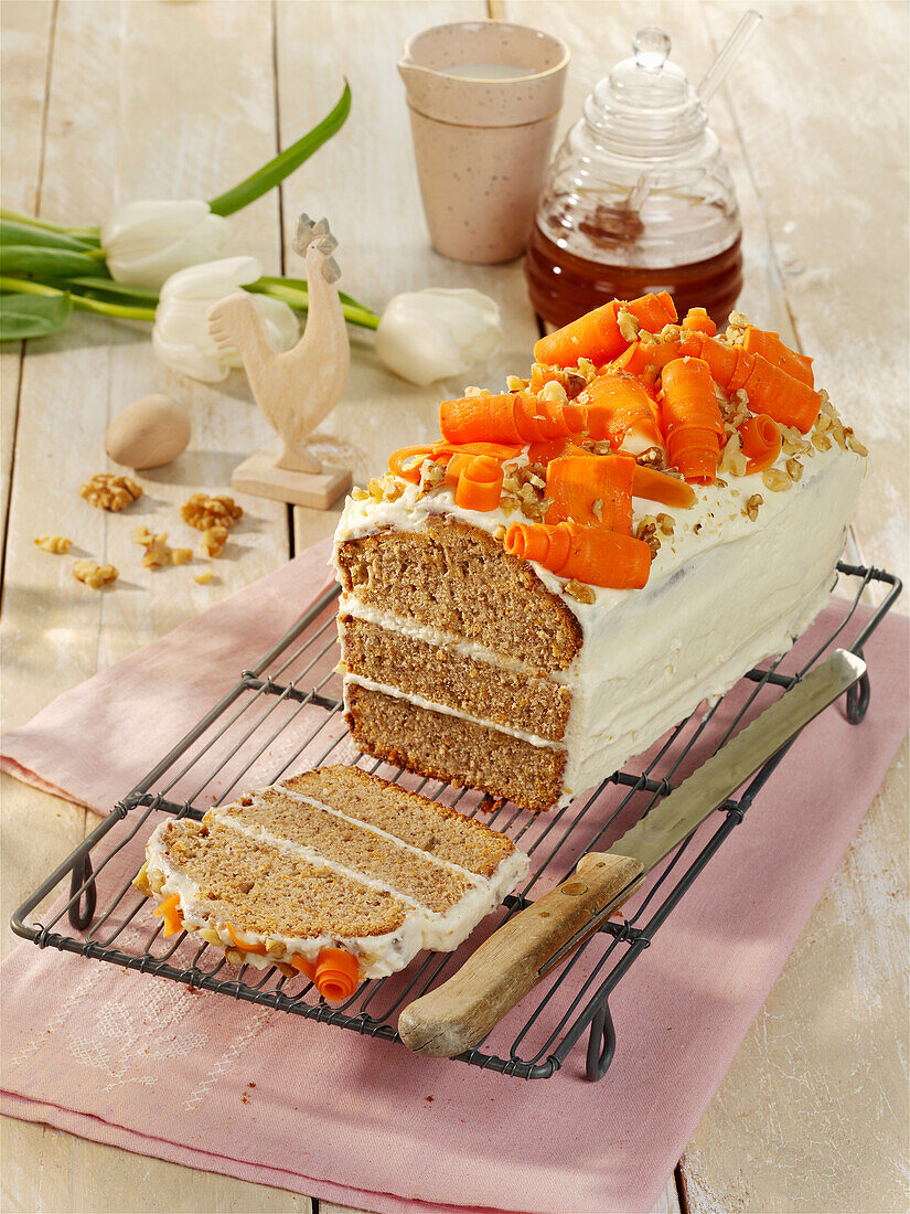 Layered carrot loaf cake