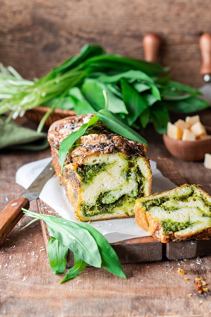 Wild garlic parmesan bread