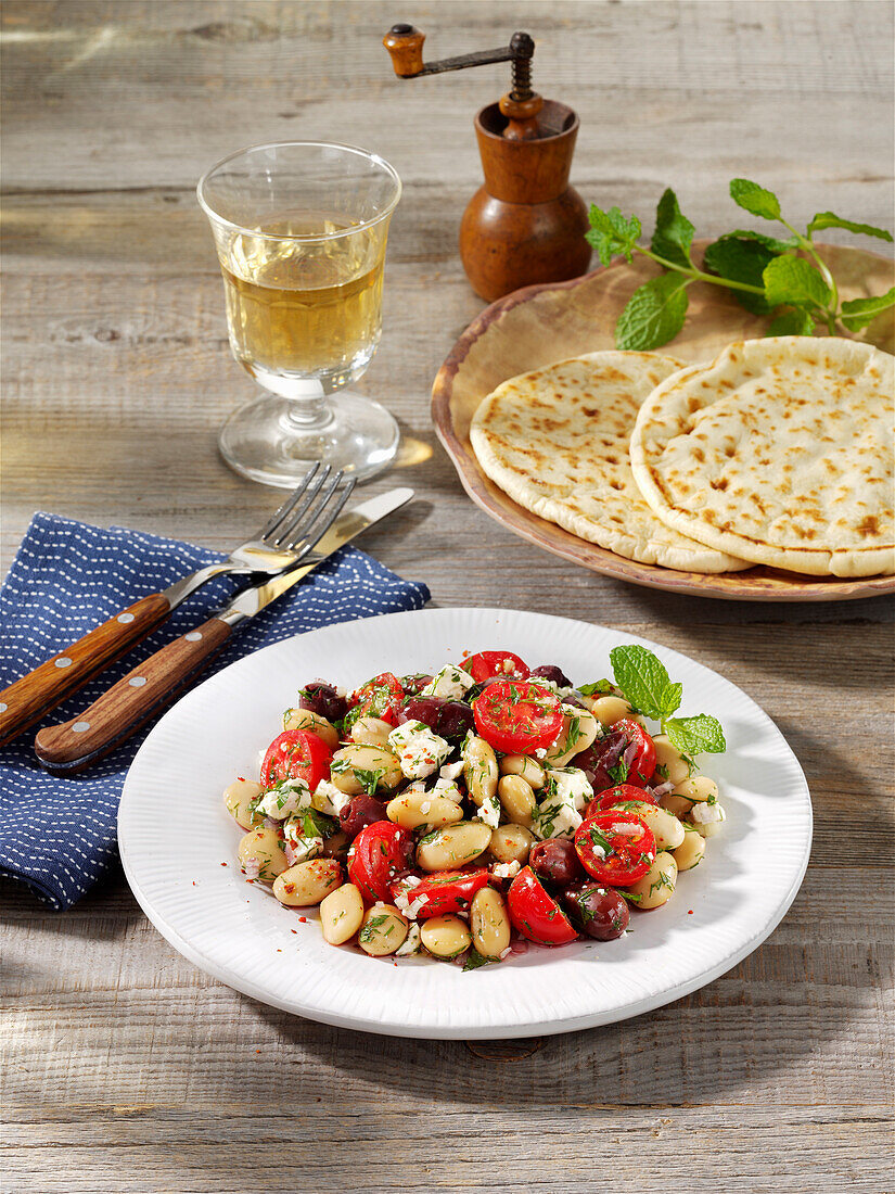 Greek giant bean salad with olives and feta