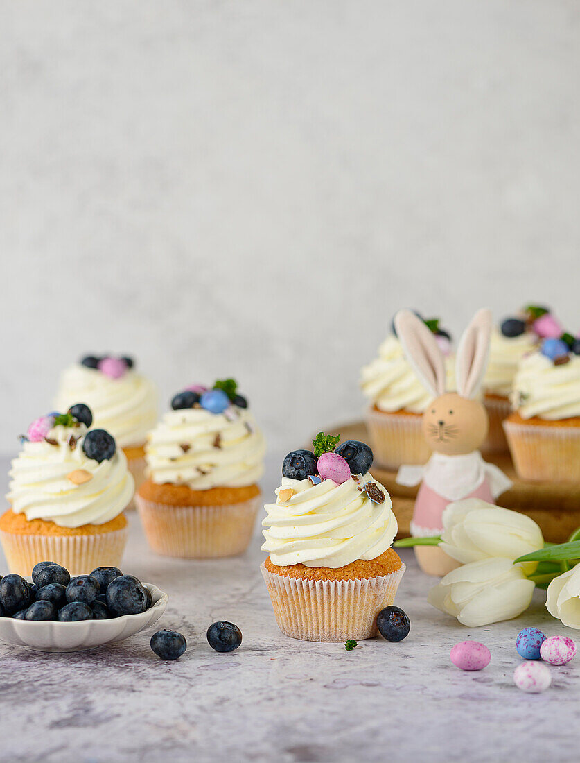 Easter muffins with blueberries