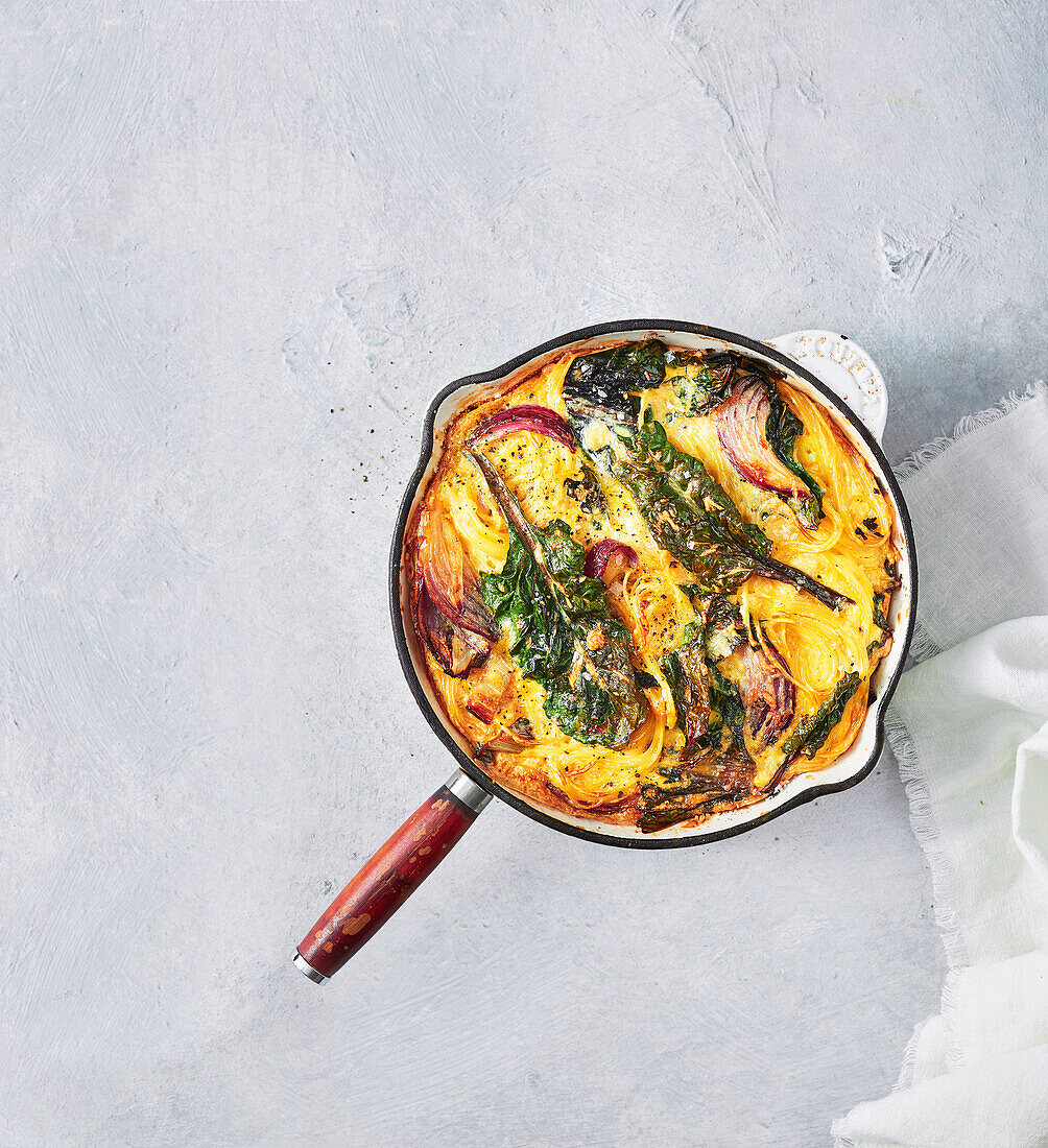 Spaghetti and chard frittata