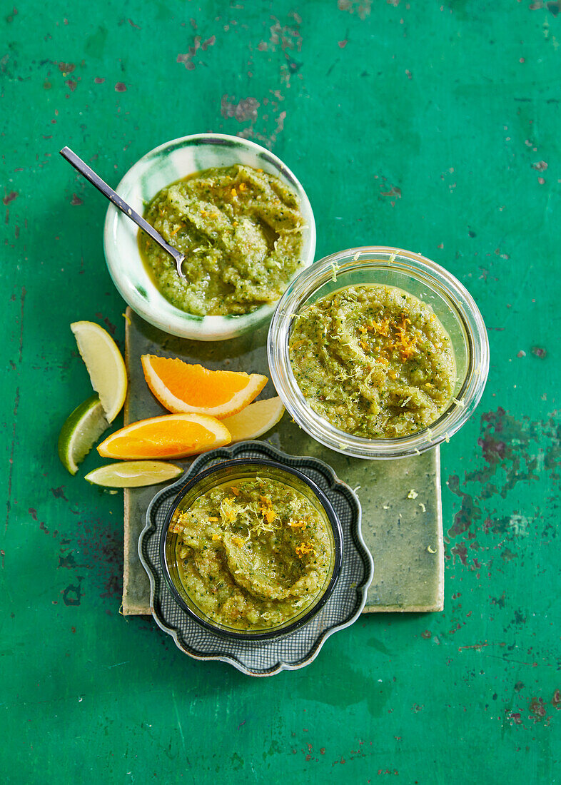 Lemon zucchini and avocado puree