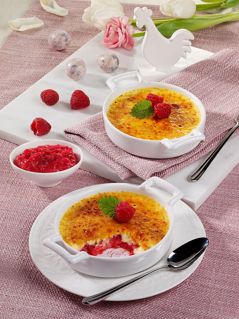 Creme brûlée with rhubarb