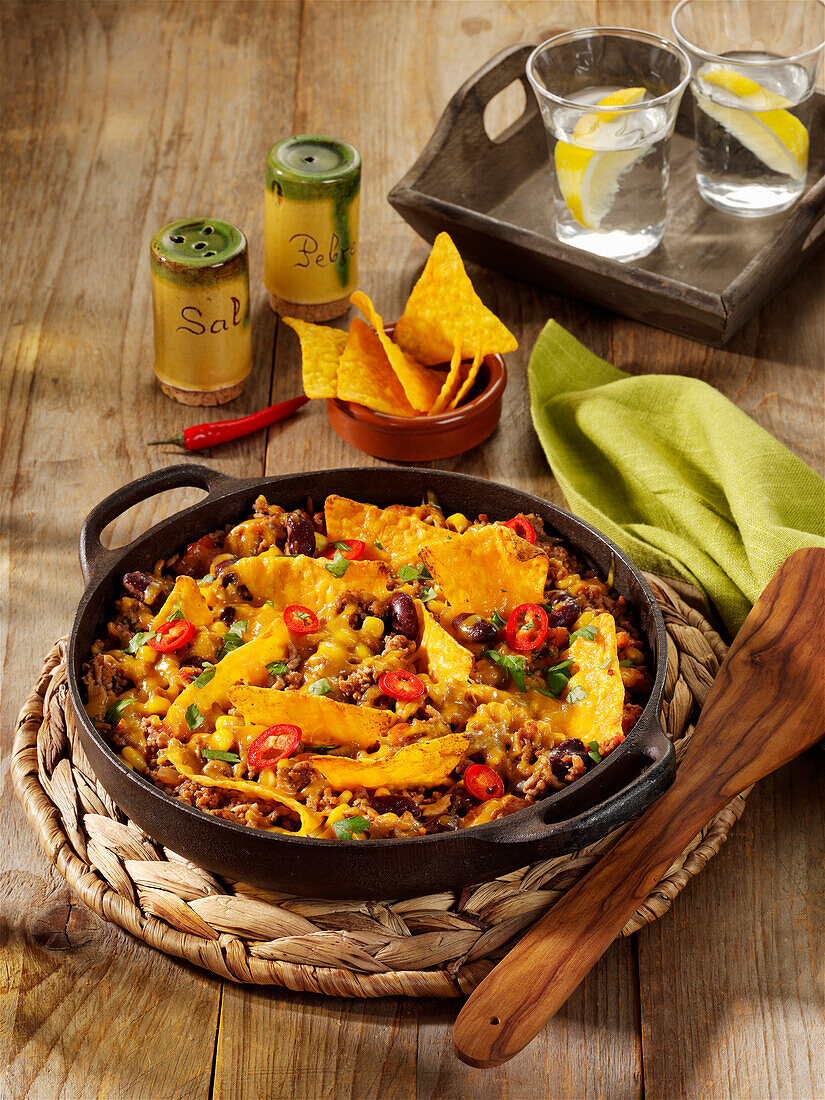 Nacho skillet with ground beef