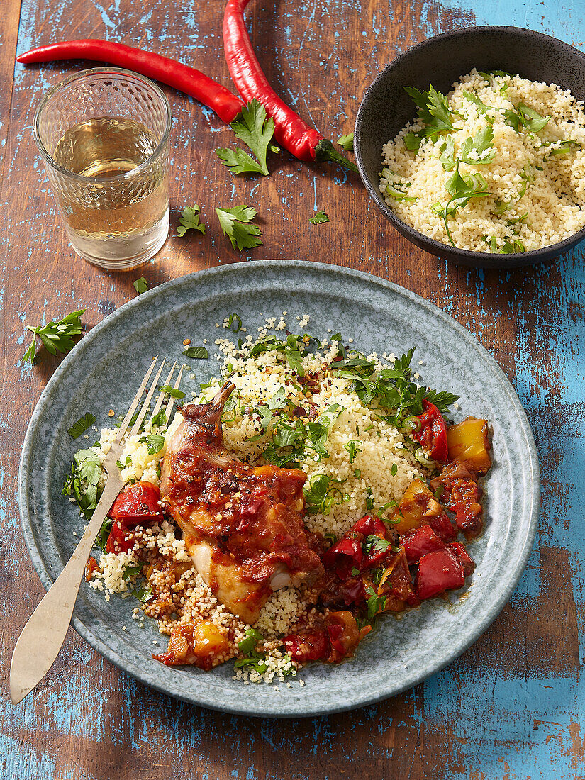 Kaninchen in Paprikasauce mit Couscous