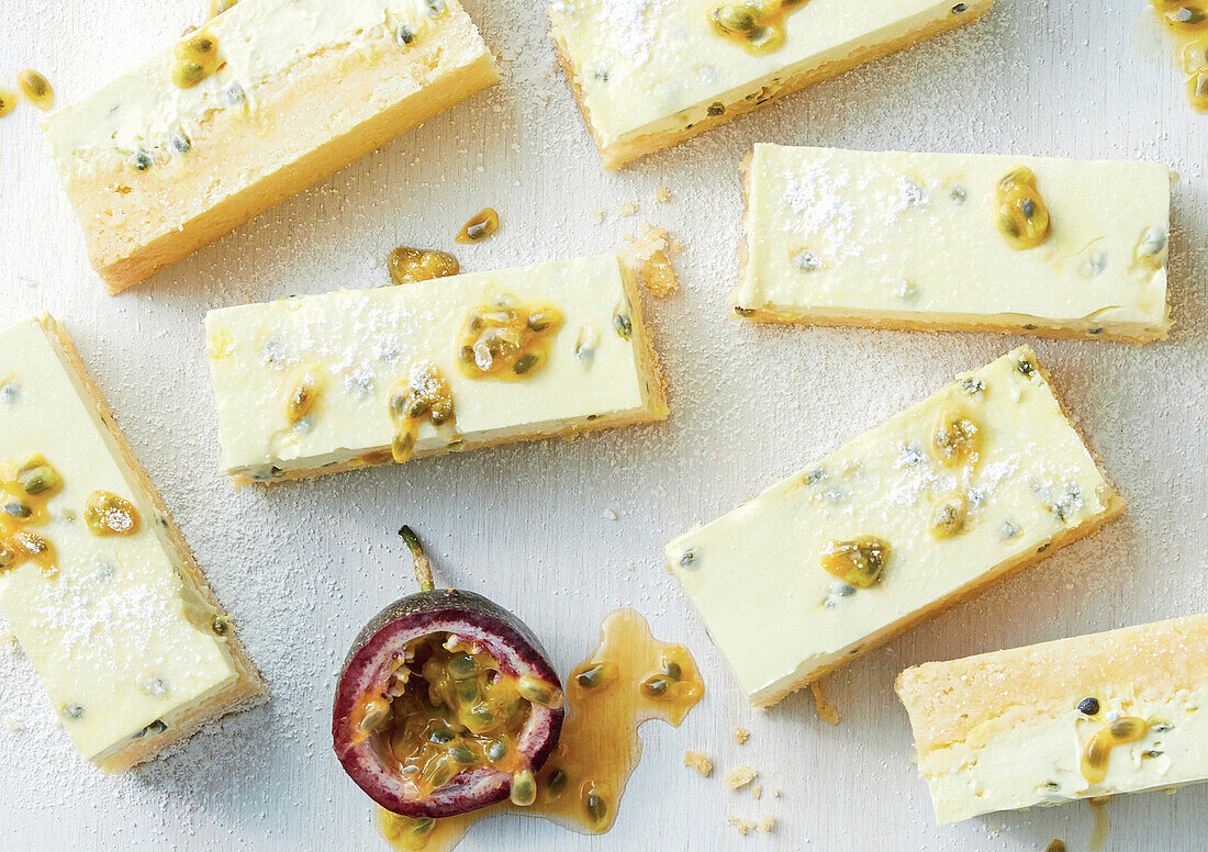 Passion fruit and sour cream slices
