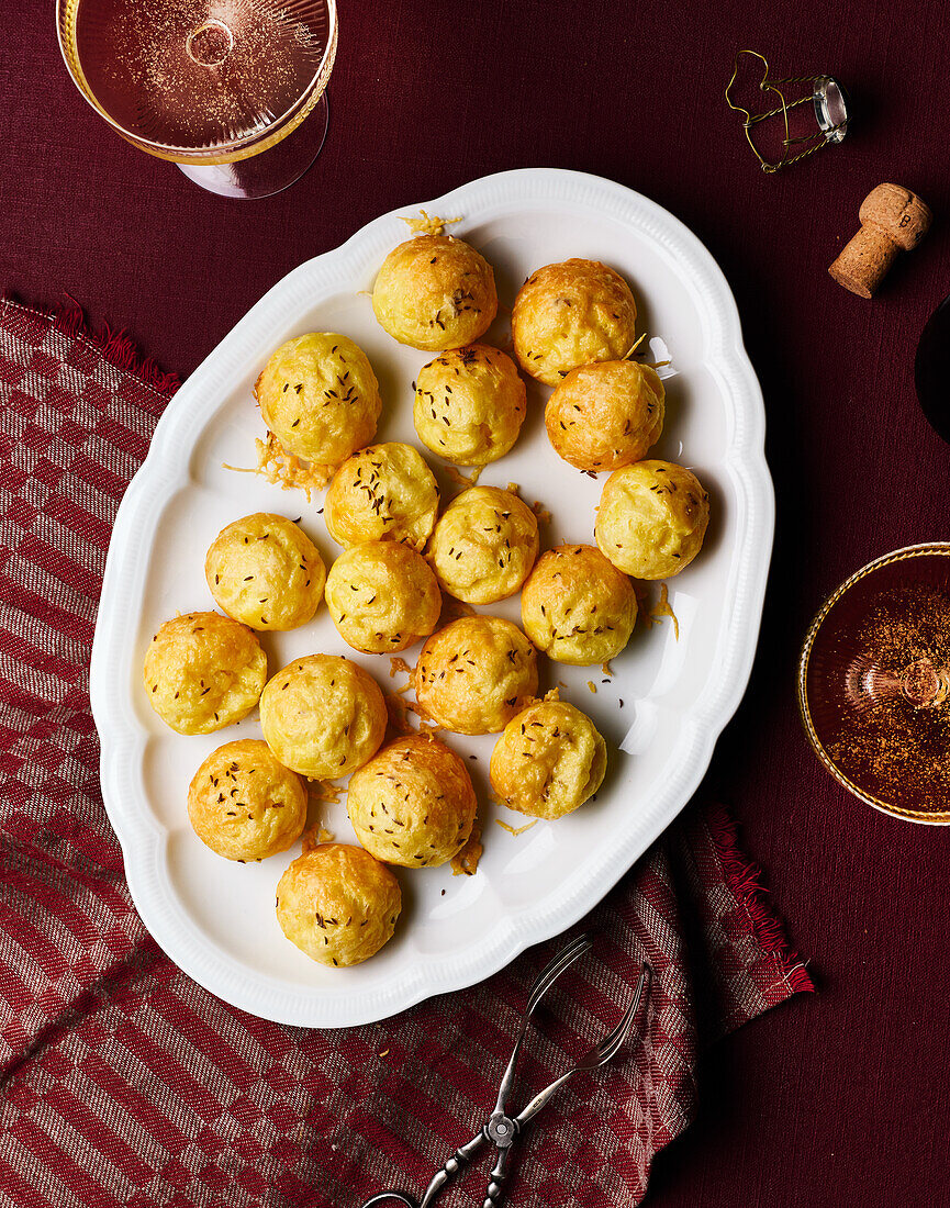 Gougères with Gruyère and caraway seeds