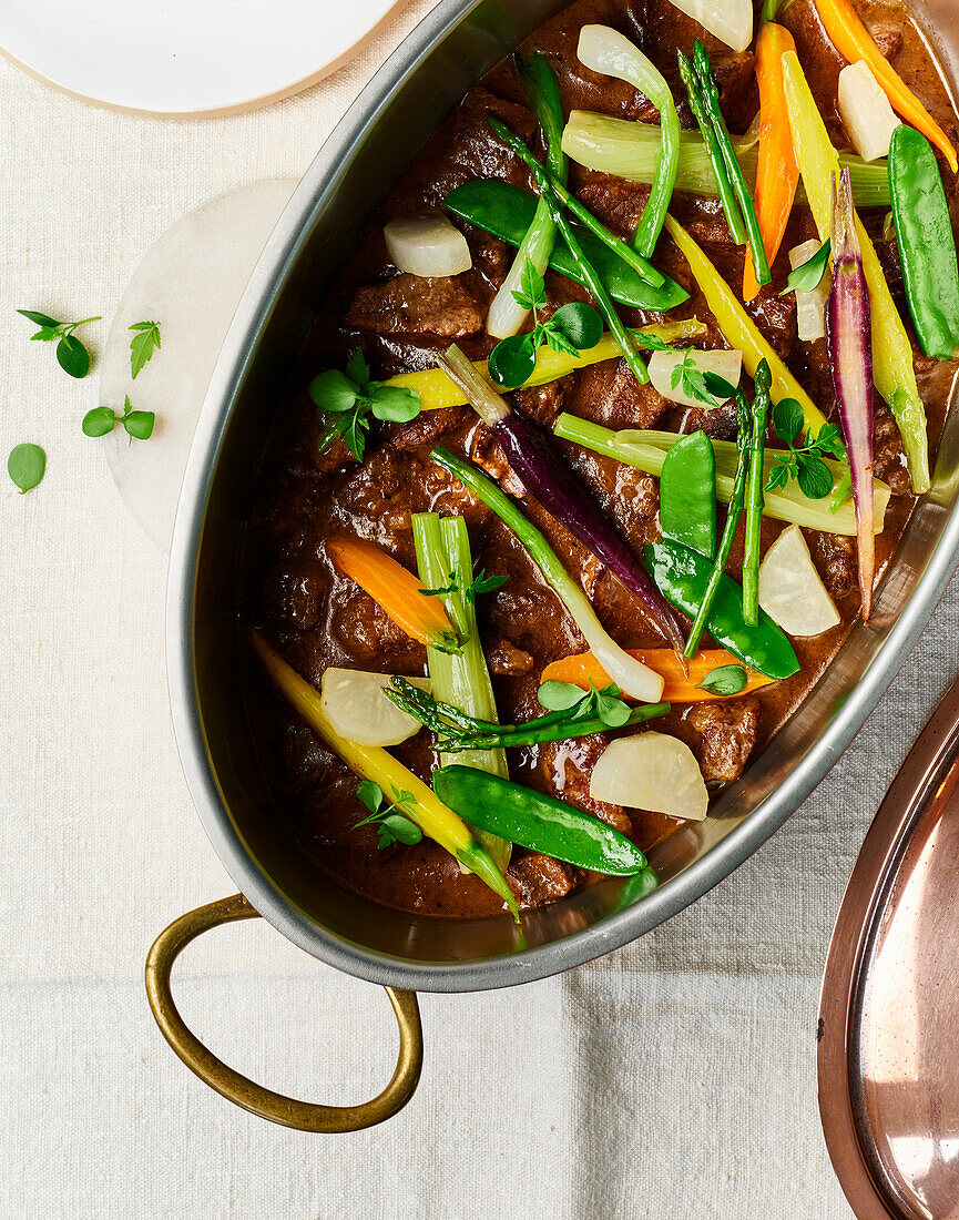 Lamb stew with vegetables (Navarin d'Agneau)