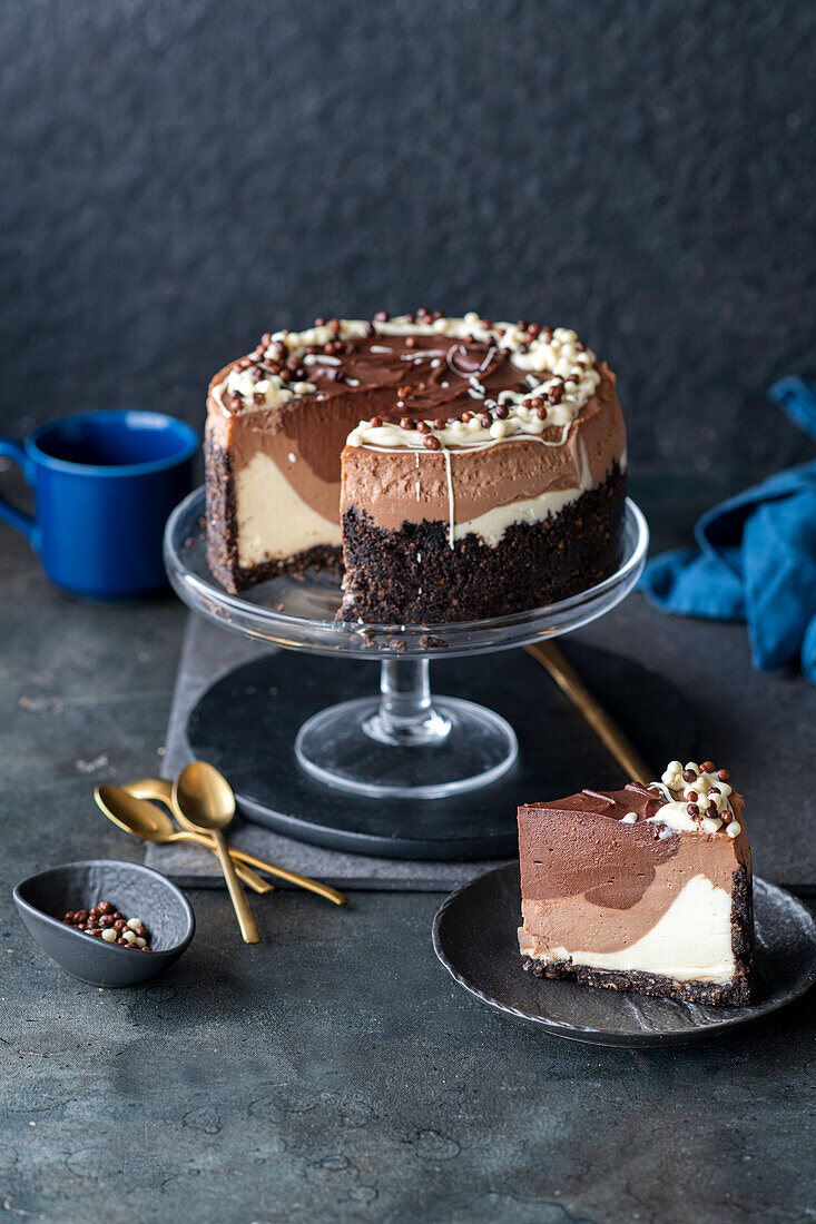 Dreierlei Schokoladenmousse-Kuchen