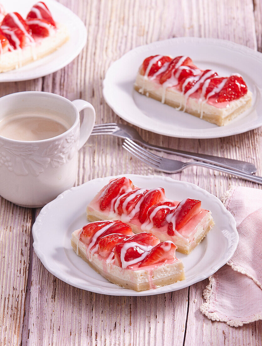 Strawberry cheesecake slices