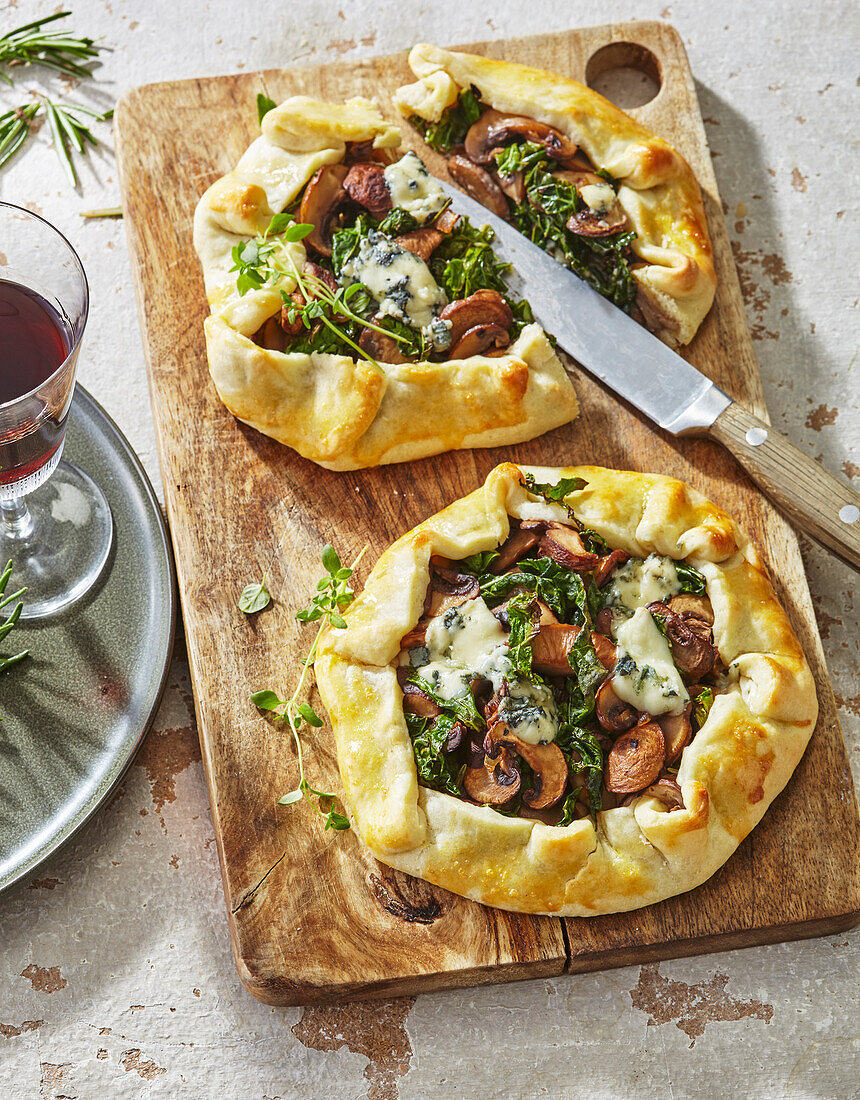 Mushroom galette with kale