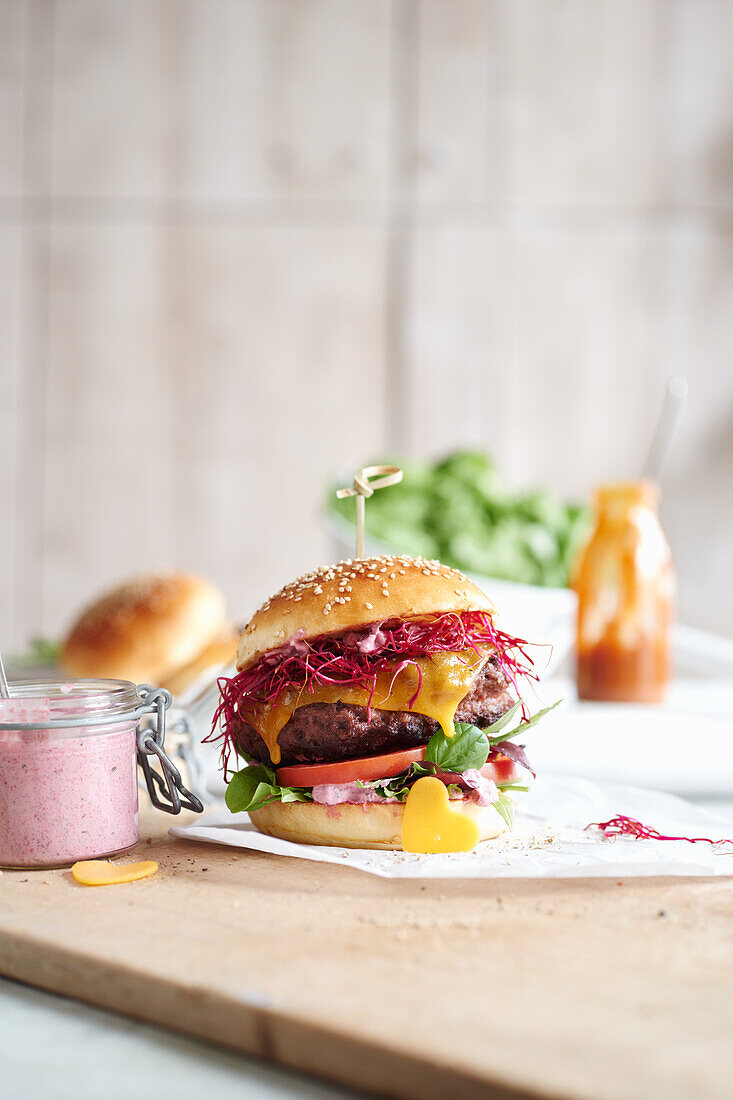 Burger with sprouts