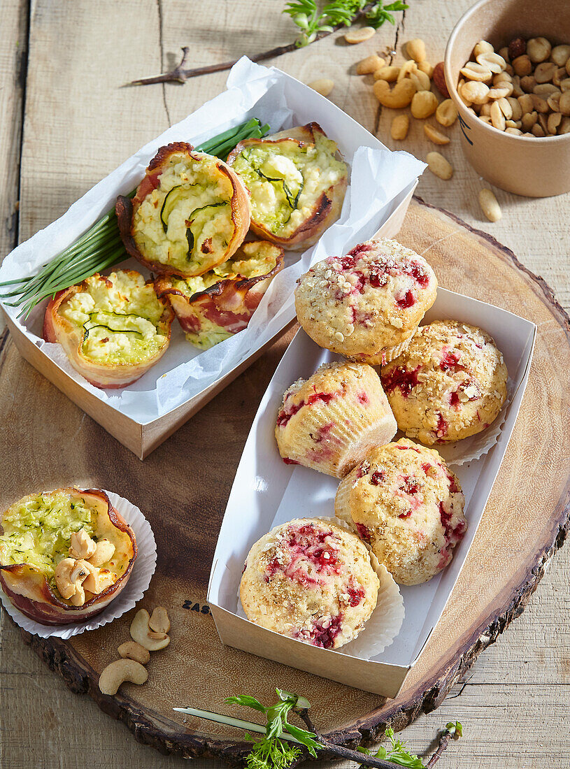 Herzhafte und süße Muffins als Snack