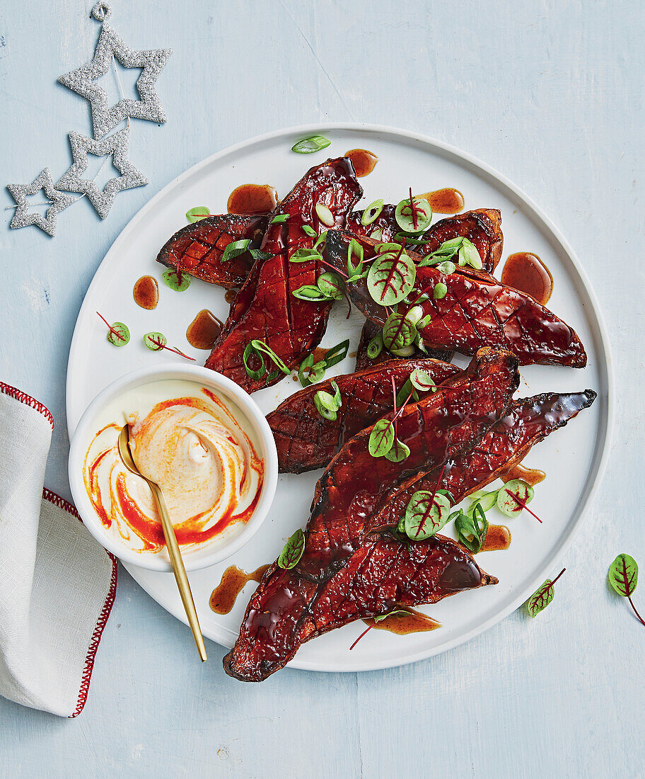 Honey soya sweet potato steaks