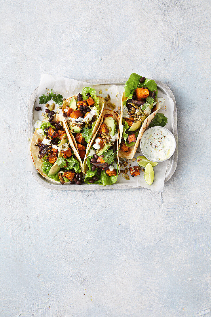 Cuban sweet potato and bean tacos