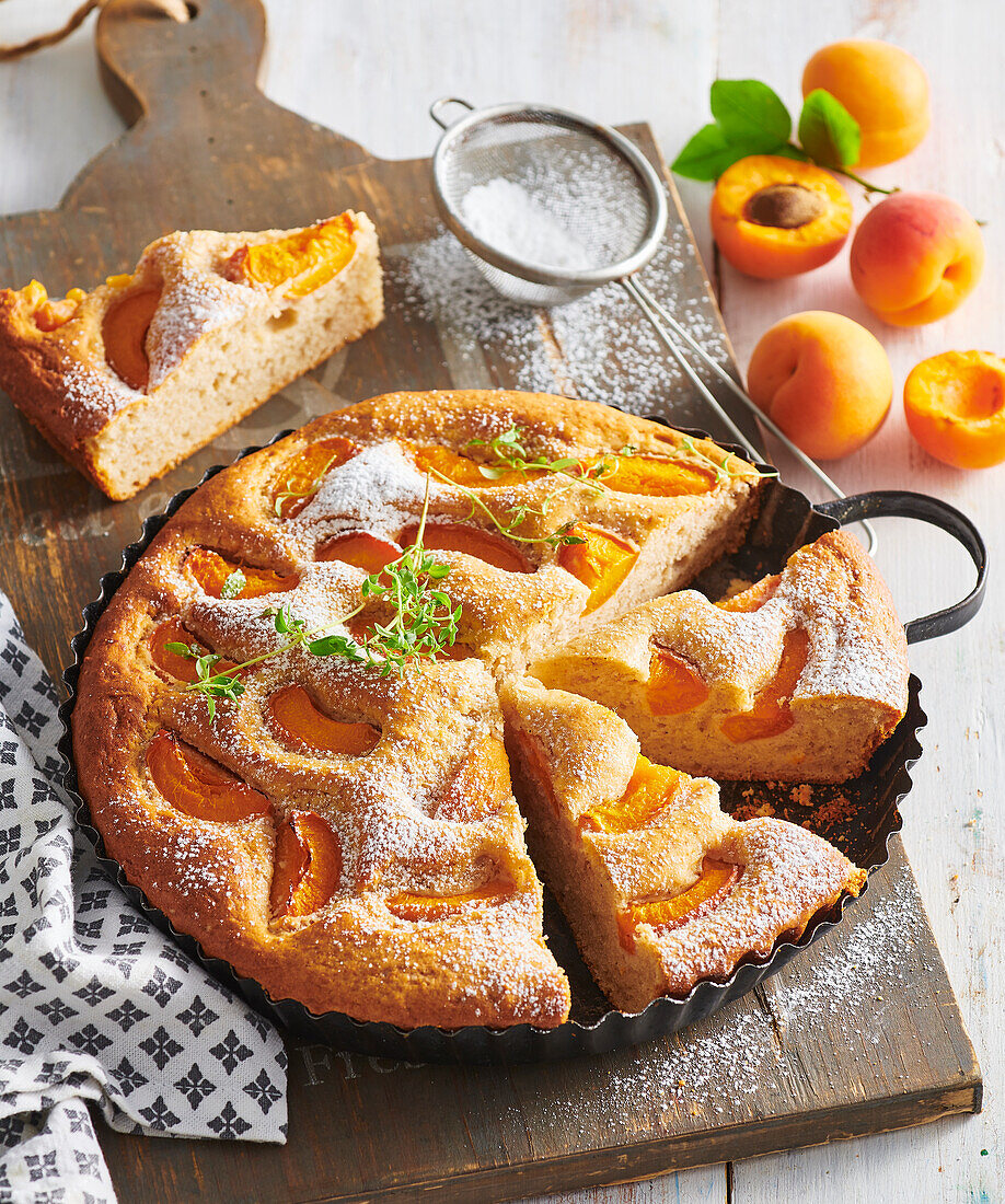 Apricot cake with thyme sugar