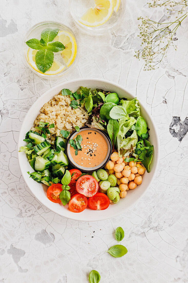 Buddha bowl with peanut sauce