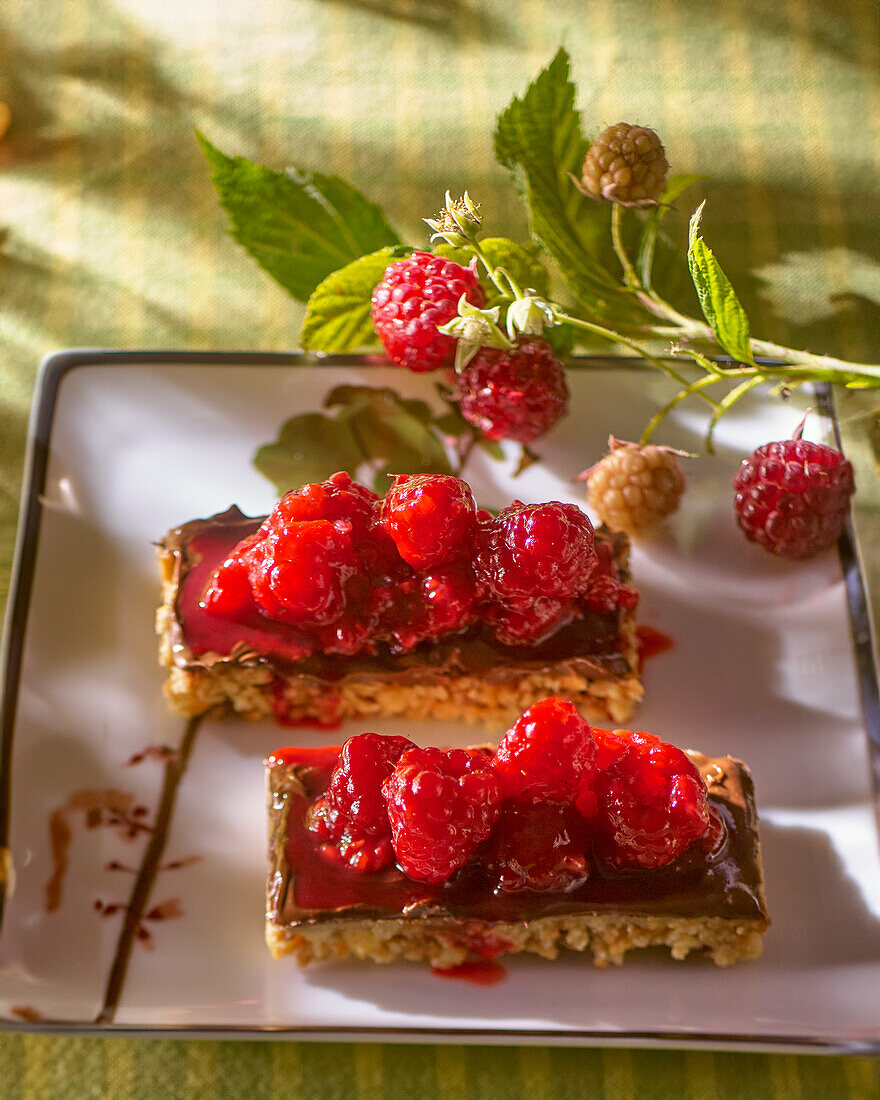 Raspberry tartlets with nut nougat cream