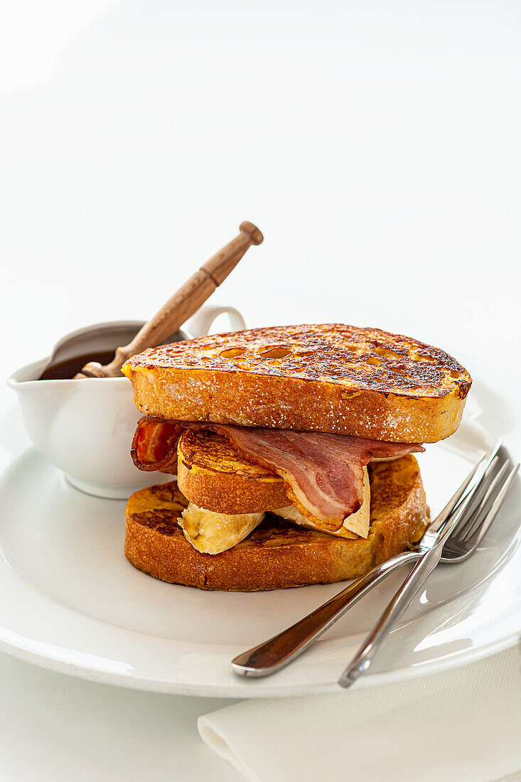 French toast with bacon and banana