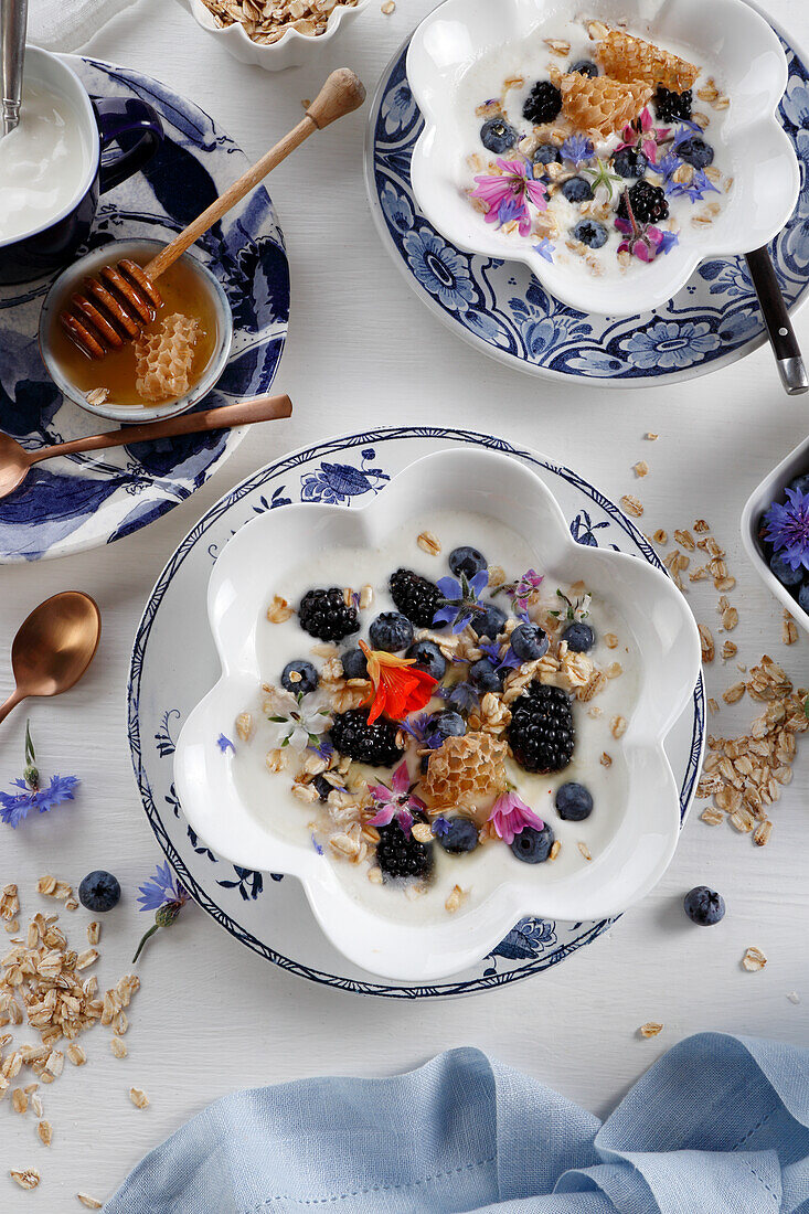 Berry yogurt with honeycomb