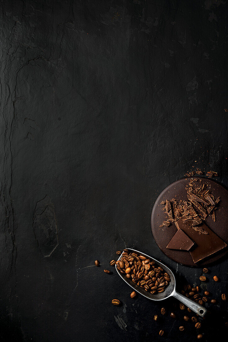 Coffee beans and dark chocolate