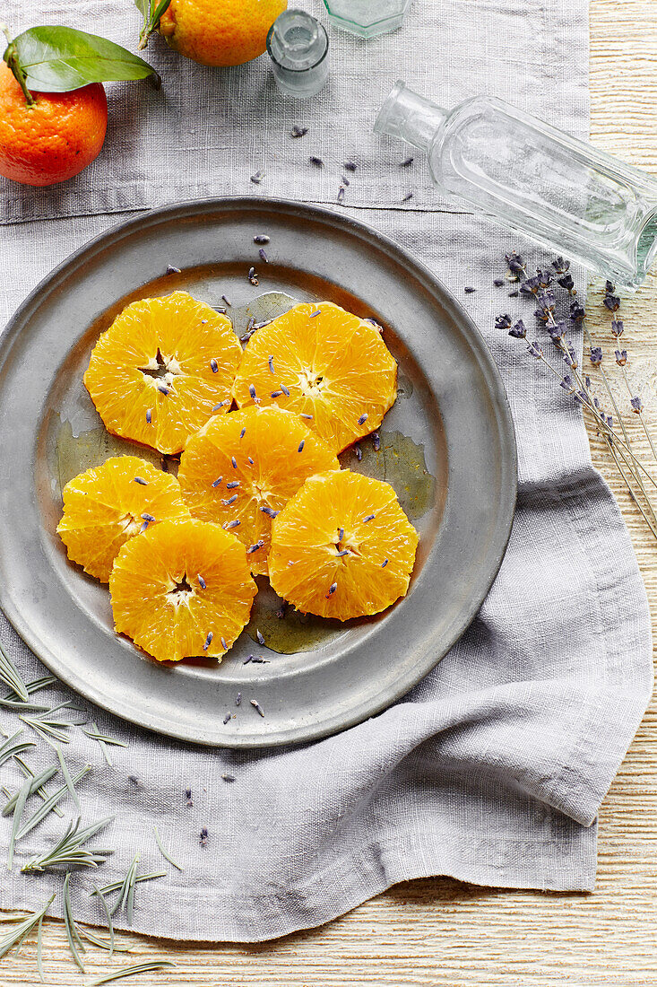 Orange and lavender salad with honey