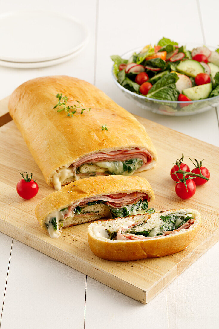 Stromboli with ham and cheese