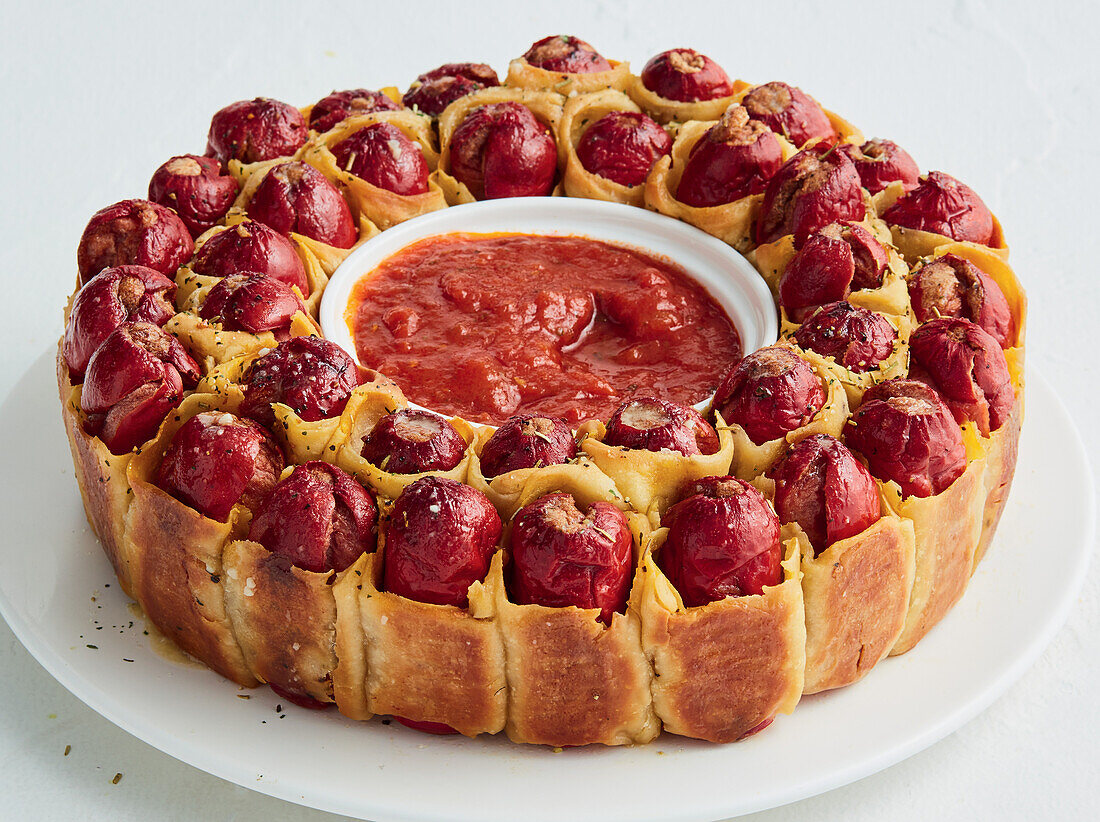 Pigs in blankets as a pull-apart appetizer