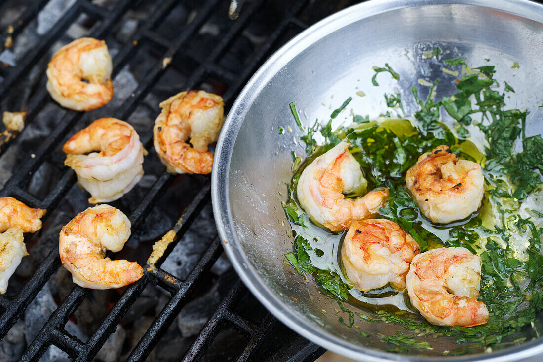 Grilled marinated prawns