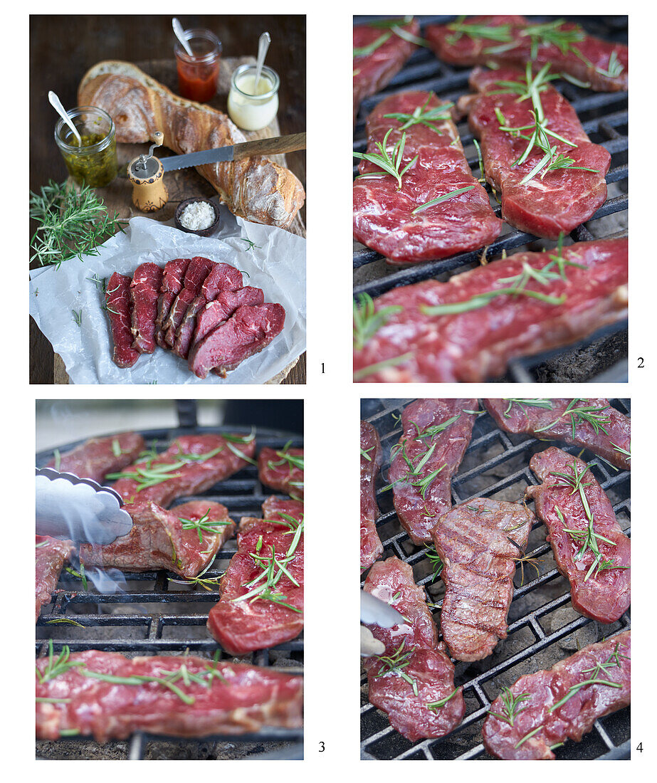 Grilling marinated beef steaks