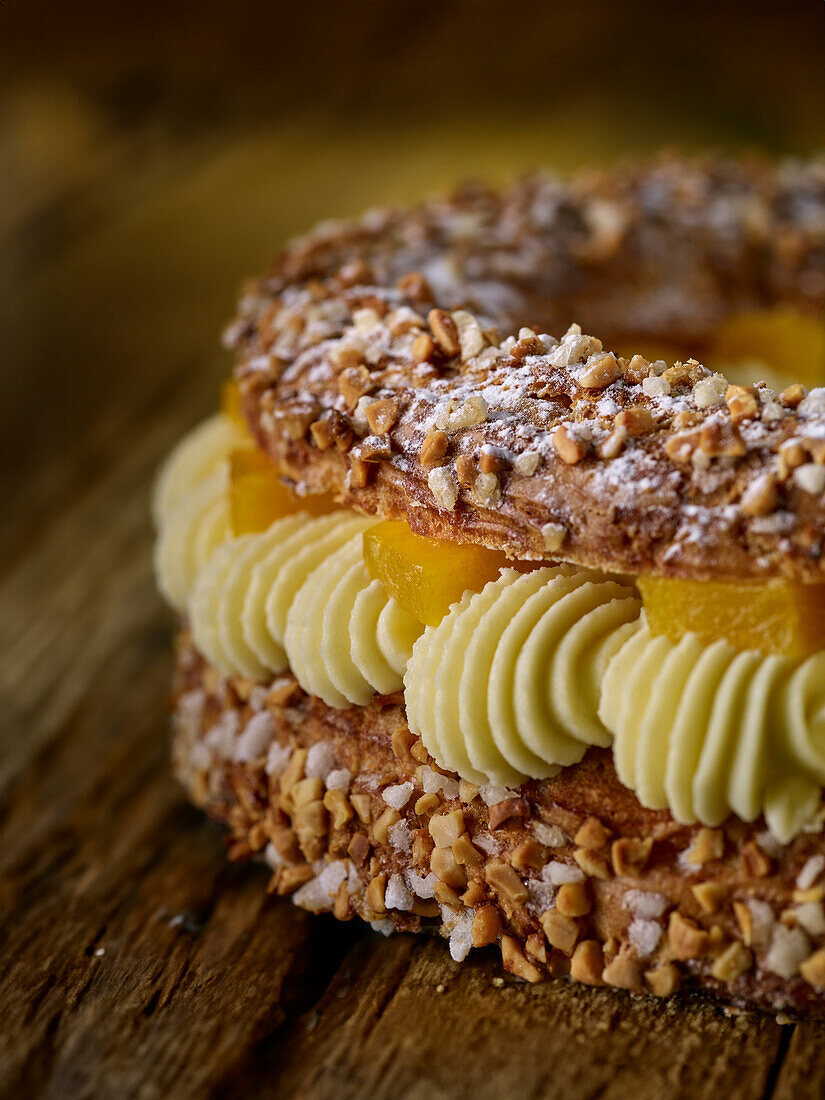 Paris-Brest - Choux pastry wreath with hazelnut brittle and buttercream