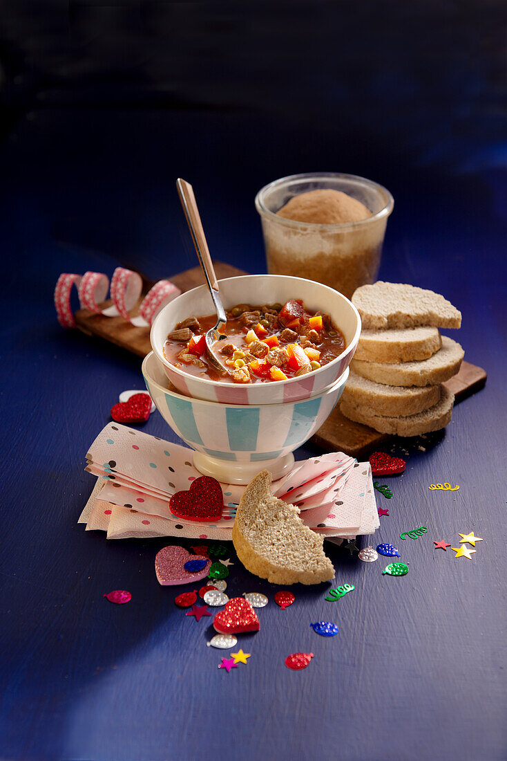 Beef soup with spelt bread