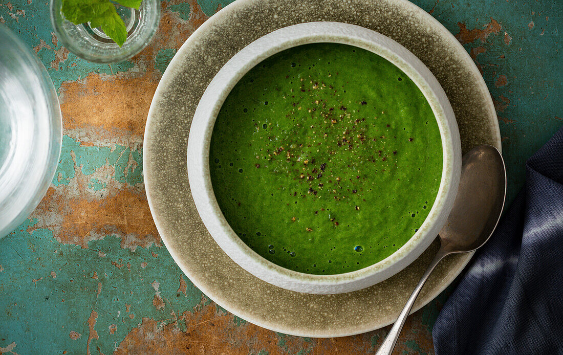 Ayurvedic broccoli soup with mustard seeds