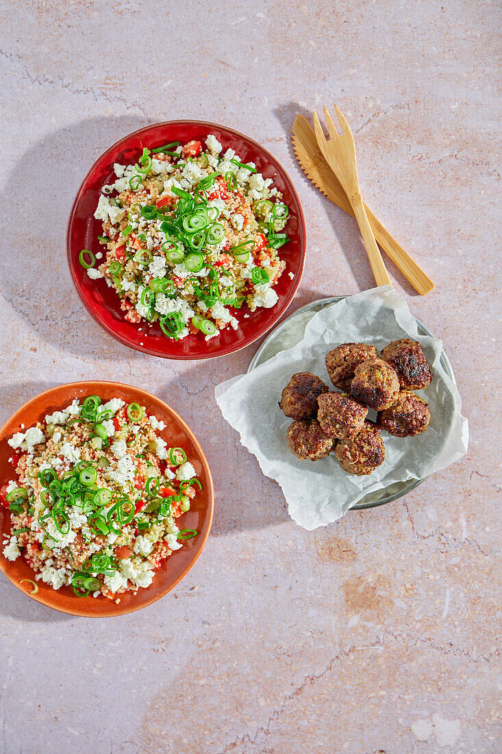 Meatballs with couscous salad